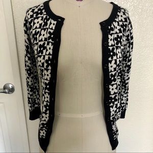 Modcloth Geometric checkered flower printed cardigan - Size Small